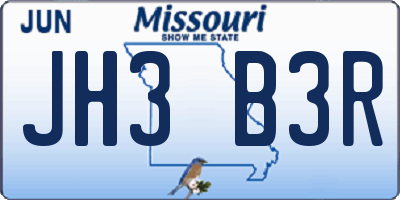 MO license plate JH3B3R