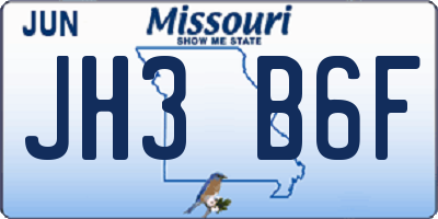 MO license plate JH3B6F