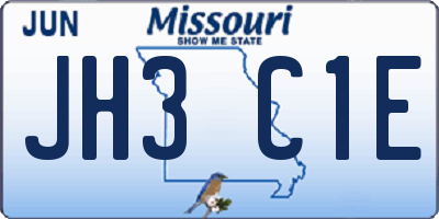 MO license plate JH3C1E