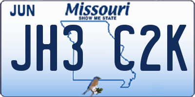 MO license plate JH3C2K