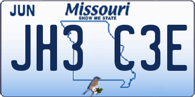 MO license plate JH3C3E