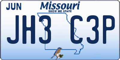 MO license plate JH3C3P