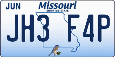 MO license plate JH3F4P