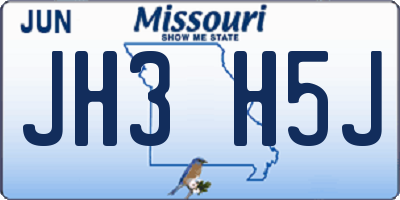 MO license plate JH3H5J