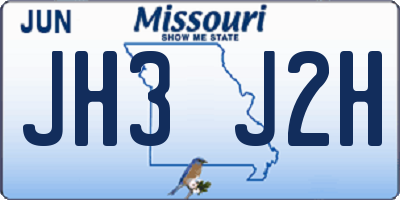MO license plate JH3J2H