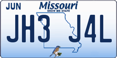 MO license plate JH3J4L