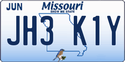 MO license plate JH3K1Y