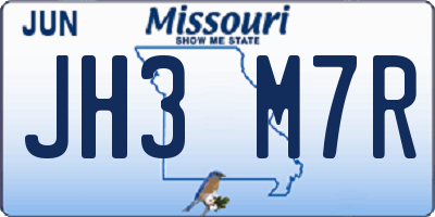 MO license plate JH3M7R