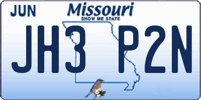 MO license plate JH3P2N