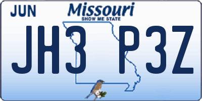 MO license plate JH3P3Z