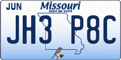 MO license plate JH3P8C