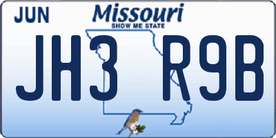 MO license plate JH3R9B