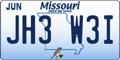 MO license plate JH3W3I