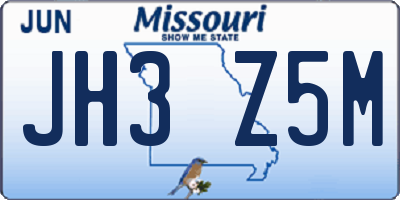 MO license plate JH3Z5M