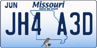 MO license plate JH4A3D