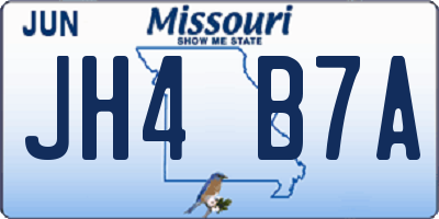 MO license plate JH4B7A