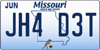 MO license plate JH4D3T
