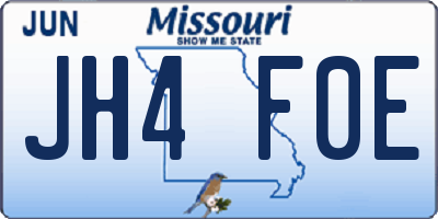 MO license plate JH4F0E
