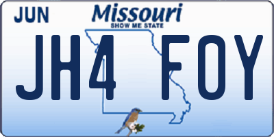 MO license plate JH4F0Y