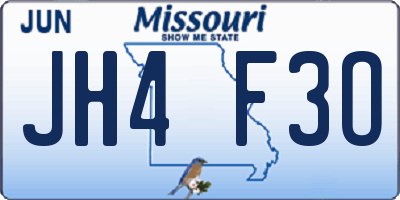 MO license plate JH4F3O
