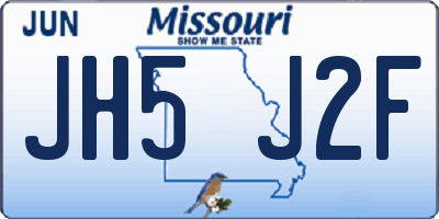 MO license plate JH5J2F
