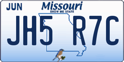 MO license plate JH5R7C