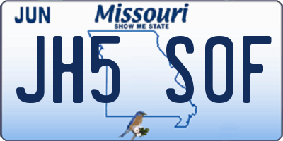 MO license plate JH5S0F