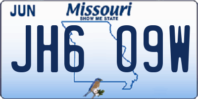 MO license plate JH6O9W