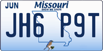 MO license plate JH6P9T