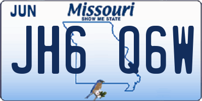 MO license plate JH6Q6W