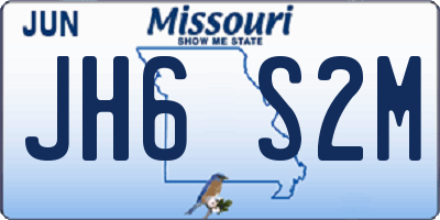 MO license plate JH6S2M