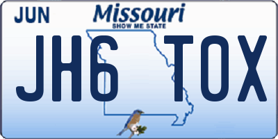 MO license plate JH6T0X