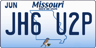 MO license plate JH6U2P