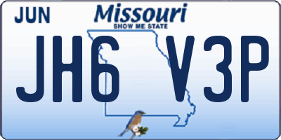 MO license plate JH6V3P
