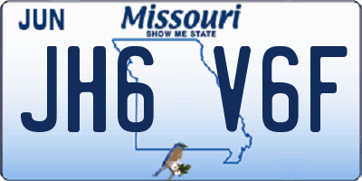 MO license plate JH6V6F