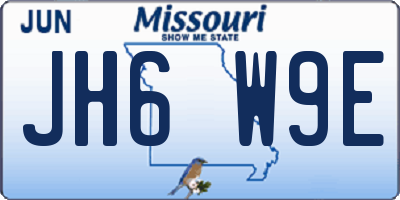MO license plate JH6W9E