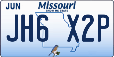 MO license plate JH6X2P
