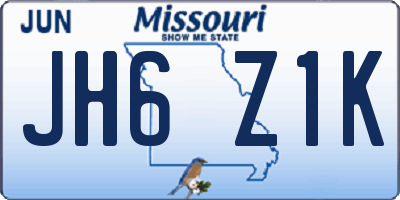 MO license plate JH6Z1K