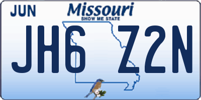 MO license plate JH6Z2N