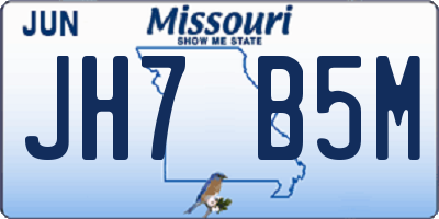 MO license plate JH7B5M