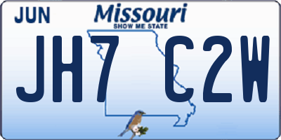 MO license plate JH7C2W