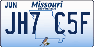 MO license plate JH7C5F