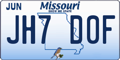 MO license plate JH7D0F