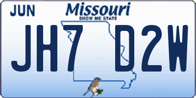MO license plate JH7D2W
