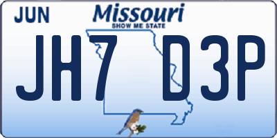 MO license plate JH7D3P
