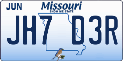 MO license plate JH7D3R