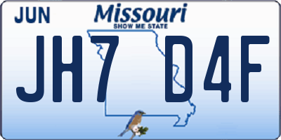 MO license plate JH7D4F