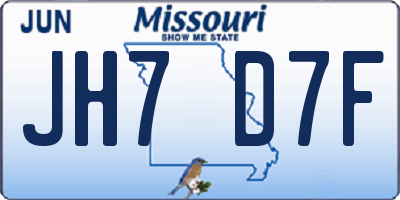 MO license plate JH7D7F
