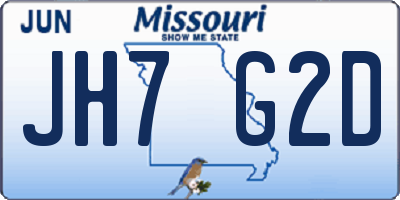 MO license plate JH7G2D