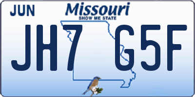 MO license plate JH7G5F